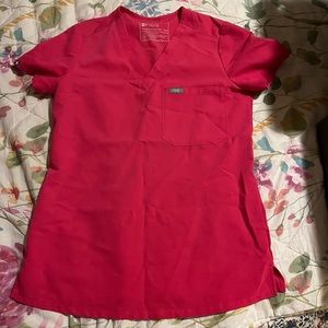 Figs shocking pink xxs top